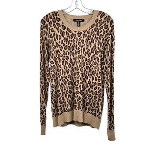 Ellen Tracy Cheetah Print Lightweight Sweater Pullover Tan/Multi Size Large New